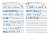 Schreibübungen Kalligraphieprojekt (Köln) Ein Text auf einer Schablone für Schreibübungen