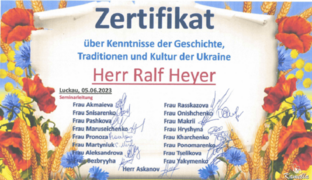 „Zertifikat" der Kursteilnehmer für ihren Kursleiter, Herrn Heyer