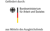 Logo des Bundesministeriums für Arbeit und Soziales aus Mitteln des Ausgleichsfonds