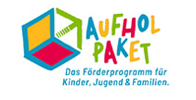 Logo des Aufholpakets. Förderprogramm für Kinder, Jugend & Familien.