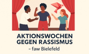 Generiertes Bild zu Thema Rassismus: Theateraufführung mit drei Personen.
