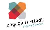 Logo mit Aufschrift: engagierte stadt Bitterfeld-Wolfen