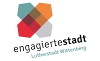 Logo mit der Aufschrift: engagierte stadt Lutherstadt Wittenberg
