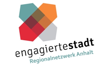 Regionalnetzwerk Anhalt Logo mit der Aufschrift: engagierte stadt Regionalnetzwerk Anhalt