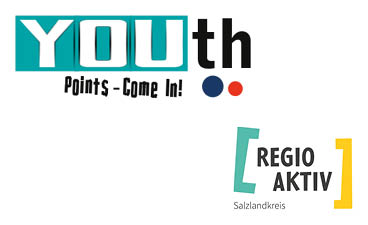 Oben links ist das Logo "YOUthPoints - Come In!" und unten rechts das Logo "Regio Aktiv Salzlandkreis".