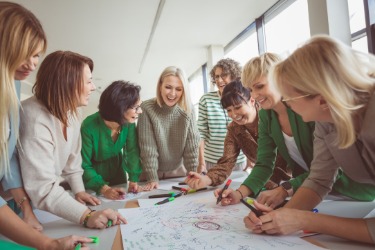 Beispielbild: Workshop mit Teilnehmenden und Flipchart
