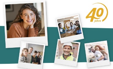 Symbolbild 40 Jahre faw: Eine Collage aus Polaroid-Fotos, die Menschen in verschiedenen Situationen mitten im Leben zeigen