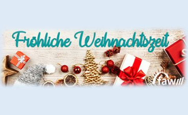 Frohe Weihnachten und alles Gute für das neue Jahr 2024! Weihnachtskarte: Schriftzug "frohe Weihnachten", samt Geschenkpaketen und Kugeln. .
