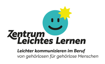 Dienstleistungen zur Qualifizierung gehörloser Menschen für den Arbeitsmarkt Logo Zentrum Leichtes Lernen – Leichter kommunizieren im Beruf, von gehörlosen für gehörlose Menschen