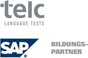 Logokombination aus telc und SAP Bildungspartner.